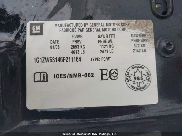 Aukcja sprzedaży 2006 Chevrolet Malibu Maxx Ss, vin: 1G1ZW63146F211164, numer aukcji: 12547793