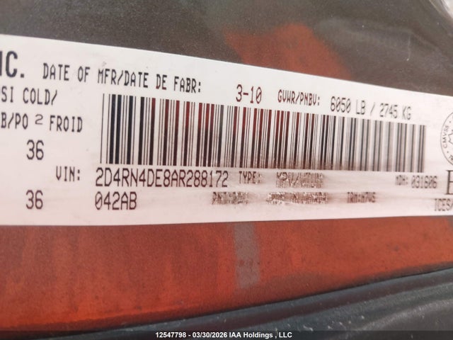 Aukcja sprzedaży 2010 Dodge Grand Caravan, vin: 2D4RN4DE8AR288172, numer aukcji: 12547798