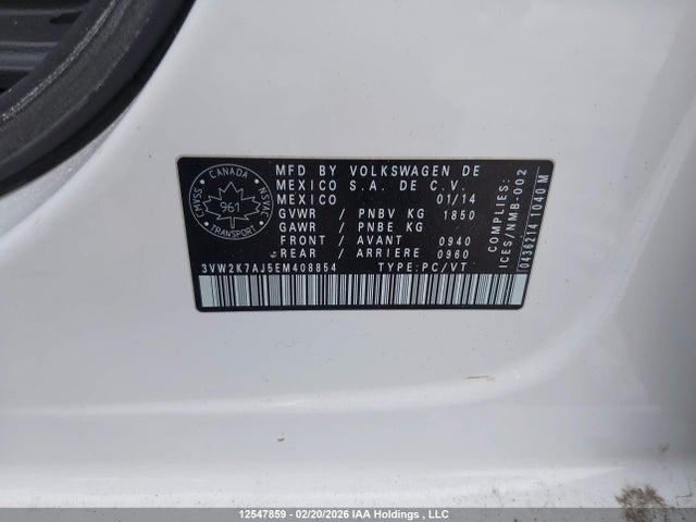 3VW2K7AJ5EM408854 Volkswagen Jetta 2.0l Trendline+