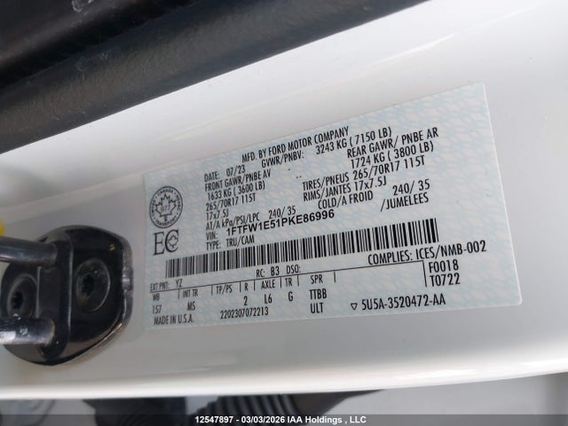 1FTFW1E51PKE86996 Ford F150 Supercrew