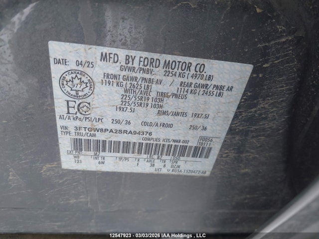 3FTCW8PA2SRA94376 Ford Maverick Lobo High