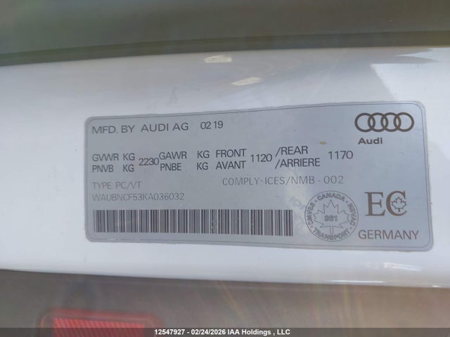 WAUBNCF53KA036032 Audi A5 SPORTBACK