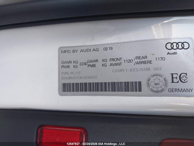 WAUBNCF53KA036032 Audi A5 SPORTBACK