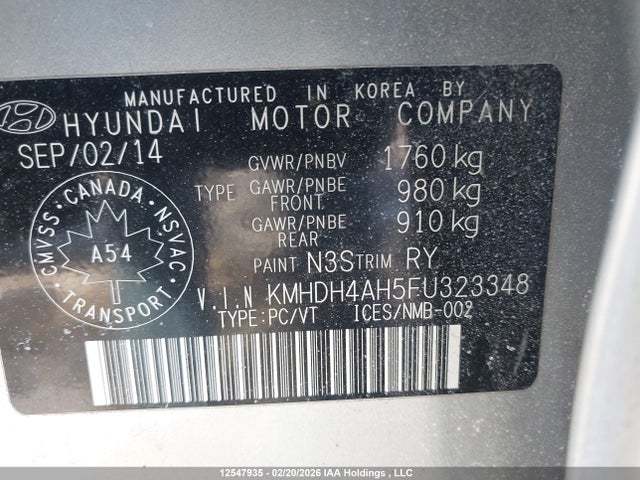 KMHDH4AH5FU323348 Hyundai Elantra Limited