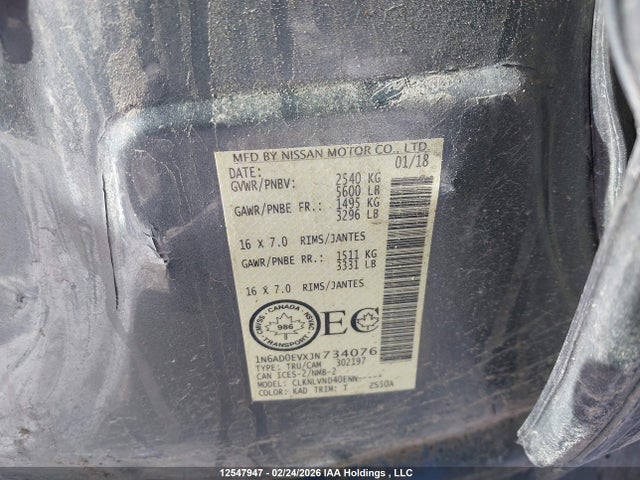 1N6AD0EVXJN734076 Nissan Frontier S/sv/sl/pro-4x