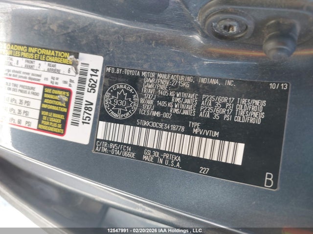 5TDKK3DC9ES418778 Toyota Sienna Le V6