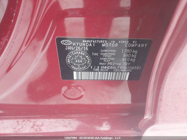 KMHD84LF6HU104591 Hyundai Elantra Limited