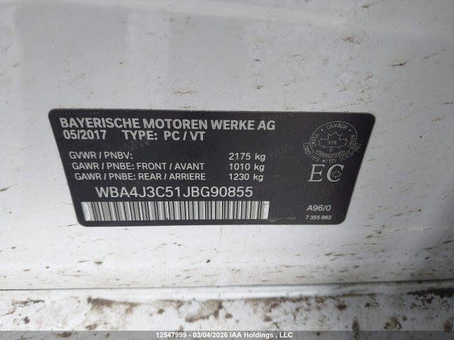 WBA4J3C51JBG90855 BMW 430i Gran Coupe Xdrive