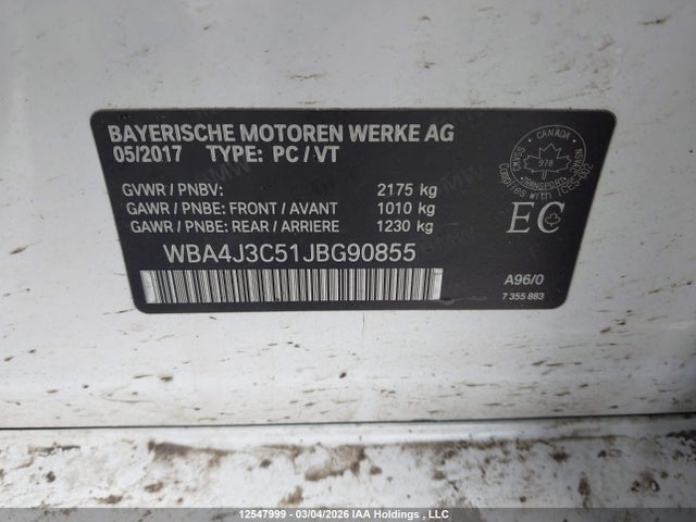 WBA4J3C51JBG90855 BMW 430i Gran Coupe Xdrive
