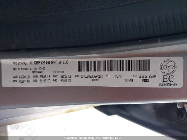 Продажа на аукционе авто 2014 Chrysler 200 Touring, vin: 1C3CCBBG3EN202162, номер лота: 12548005