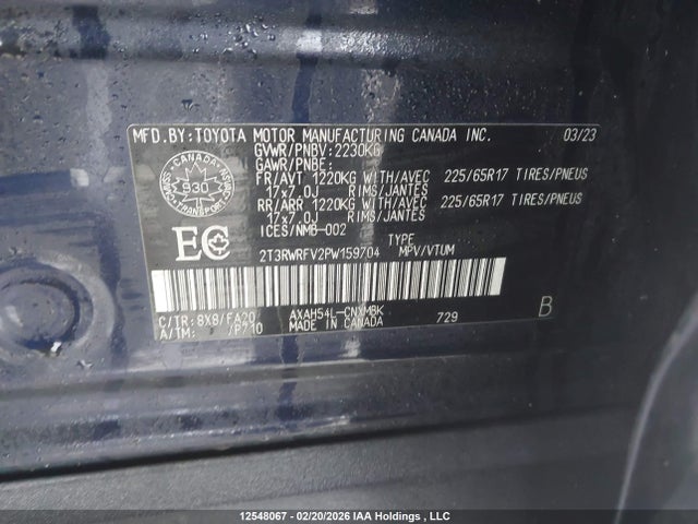 2T3RWRFV2PW159704 Toyota Rav4 Hybrid Xle