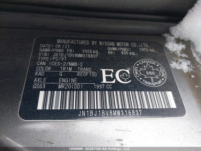 JN1BJ1BV8MW316837 Nissan QASHQAI