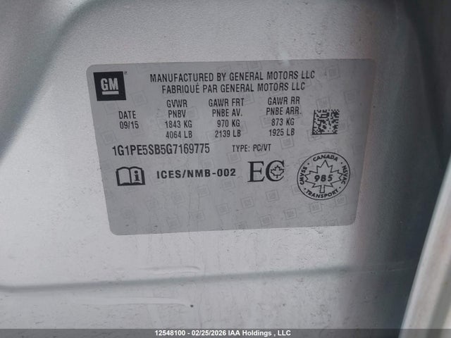 1G1PE5SB5G7169775 Chevrolet Cruze Limited 1lt