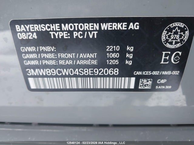 Aukcja sprzedaży 2025 Bmw 330xi, vin: 3MW89CW04S8E92068, numer aukcji: 12548124