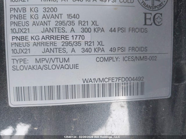 WA1VMCFE7FD004492 Audi Q7 3.0 Tdi Progressiv