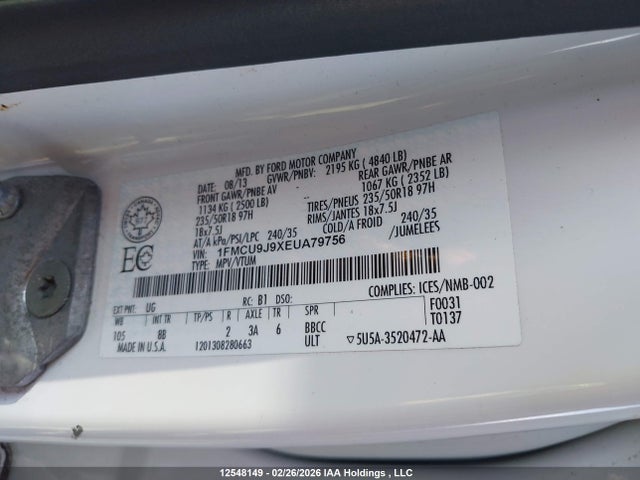 1FMCU9J9XEUA79756 Ford Escape Titanium