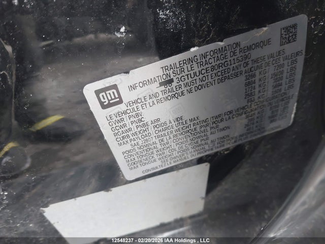 3GTUUCE80RG115390 GMC Sierra K1500 Elevation