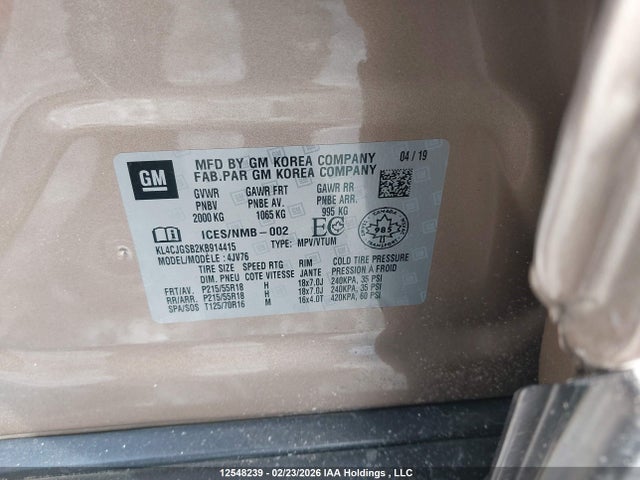 KL4CJGSB2KB914415 Buick Encore Essence