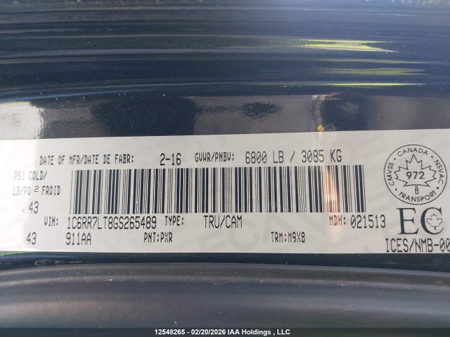 Продажа на аукционе авто 2016 Ram 1500 Slt, vin: 1C6RR7LT8GS265489, номер лота: 12548265