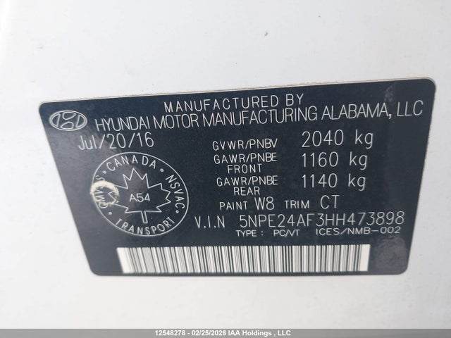 5NPE24AF3HH473898 Hyundai SONATA GLS