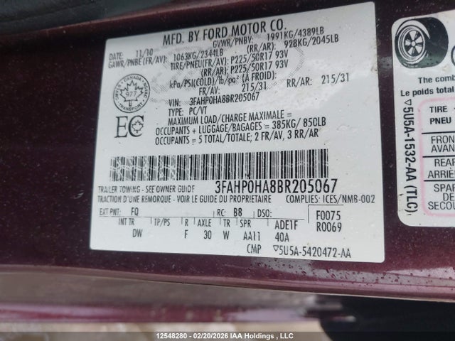 Продажа на аукционе авто 2011 Ford Fusion Se, vin: 3FAHP0HA8BR205067, номер лота: 12548280