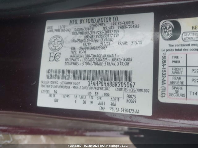 Продажа на аукционе авто 2011 Ford Fusion Se, vin: 3FAHP0HA8BR205067, номер лота: 12548280