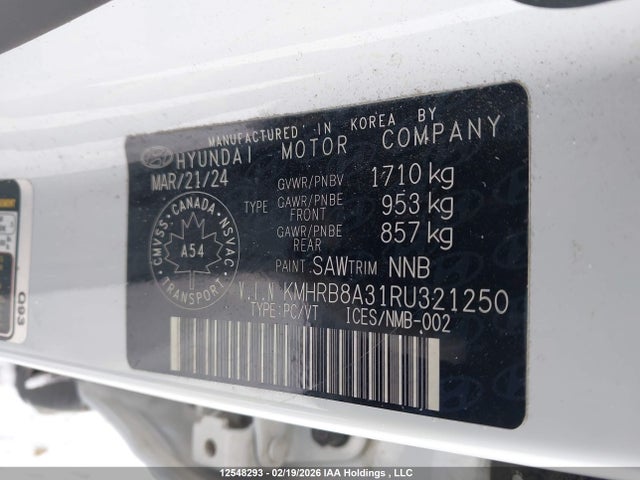 KMHRB8A31RU321250 Hyundai Venue Se