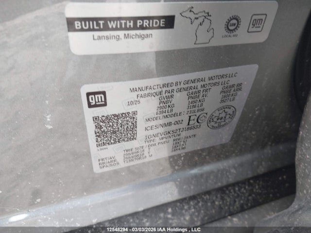 1GNEVGKS2TJ186533 Chevrolet Traverse Lt