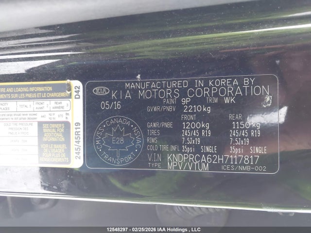 KNDPRCA62H7117817 KIA Sportage Sx