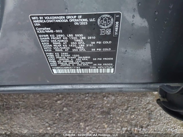 12548304 :رقم المزاد ، 1V2BR2CA8RC517183 vin ، 2024 Volkswagen Atlas مزاد بيع