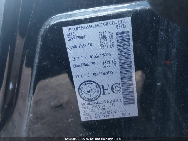 5N1DR2MN8HC662441 Nissan Pathfinder S