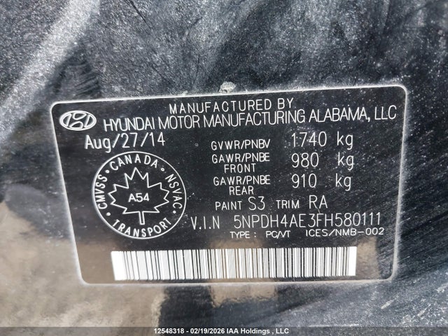 Hyundai Elantra L 2015 5NPDH4AE3FH580111 Image 18