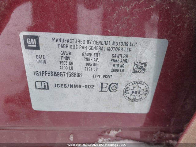 1G1PF5SB9G7158808 Chevrolet Cruze Limited Lt