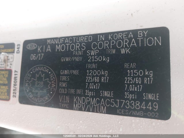 Aukcja sprzedaży 2018 Kia Sportage Lx, vin: KNDPMCAC5J7338449, numer aukcji: 12548320
