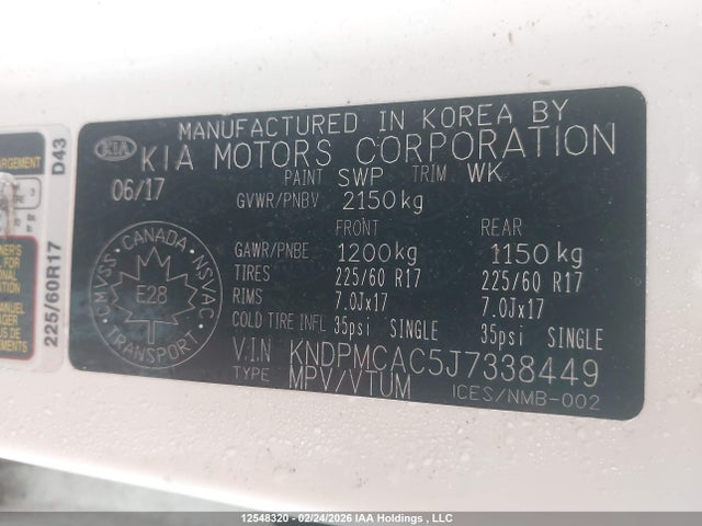 Aukcja sprzedaży 2018 Kia Sportage Lx, vin: KNDPMCAC5J7338449, numer aukcji: 12548320