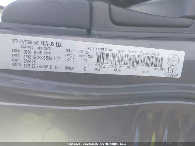 1C4RJFLG7JC216041 Jeep Grand Cherokee Trailhawk