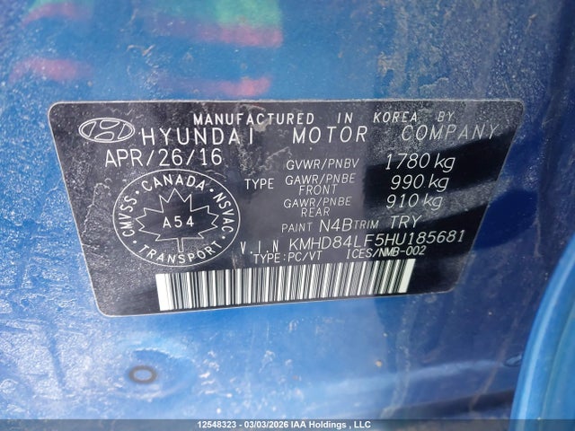 KMHD84LF5HU185681 Hyundai ELANTRA GL
