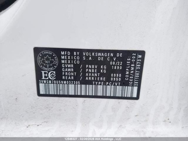 3VWSM7BU5NM032305 Volkswagen Jetta