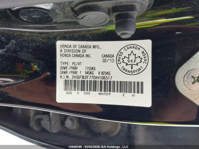 Aukcja sprzedaży 2013 Honda Civic Touring, vin: 2HGFB2F77DH106517, numer aukcji: 12548346