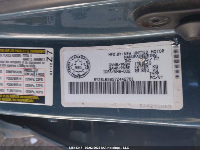 Продаж на аукціоні авто 2007 Pontiac Vibe, vin: 5Y2SL65857Z442781, номер лоту: 12548347