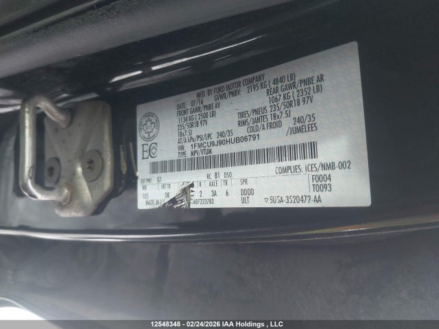 2017 Ford Escape Titanium მანქანა იყიდება აუქციონზე, vin: 1FMCU9J90HUB06791, აუქციონის ნომერი: 12548348
