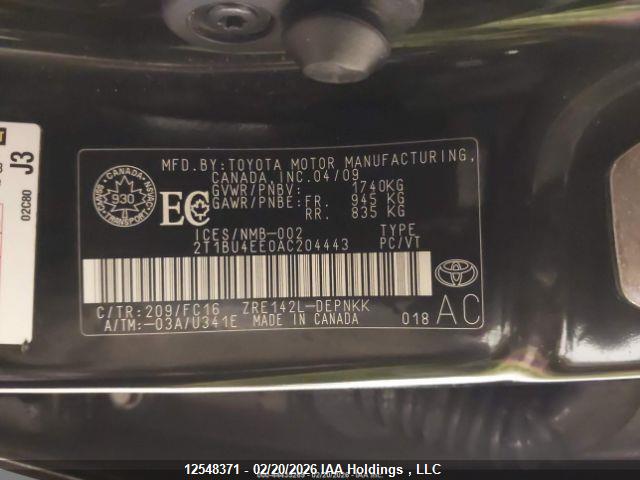 Aukcja sprzedaży 2010 Toyota Corolla S/le/xle, vin: 2T1BU4EE0AC204443, numer aukcji: 12548371