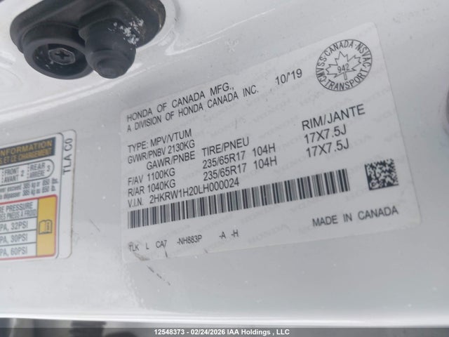 2HKRW1H20LH000024 Honda CR-V LX