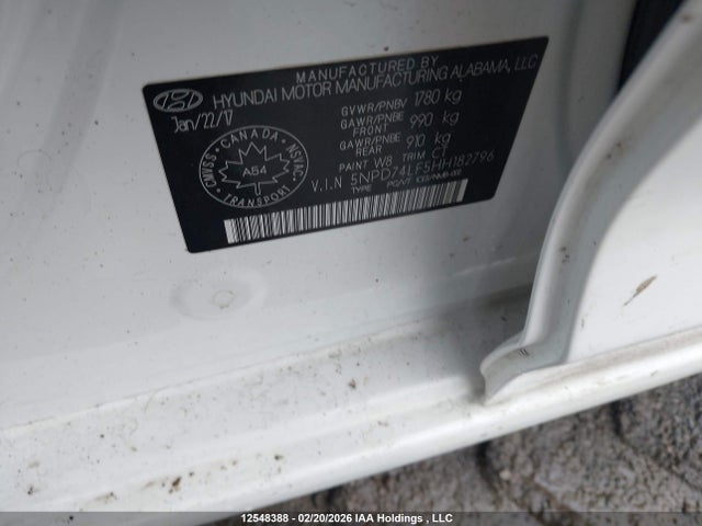 12548388 :رقم المزاد ، 5NPD74LF5HH182796 vin ، 2017 Hyundai Elantra Se مزاد بيع