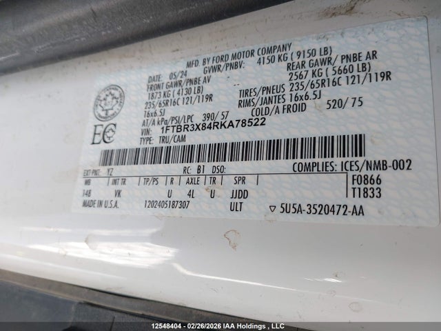 Ford Transit T-250 2024 1FTBR3X84RKA78522 Image 9