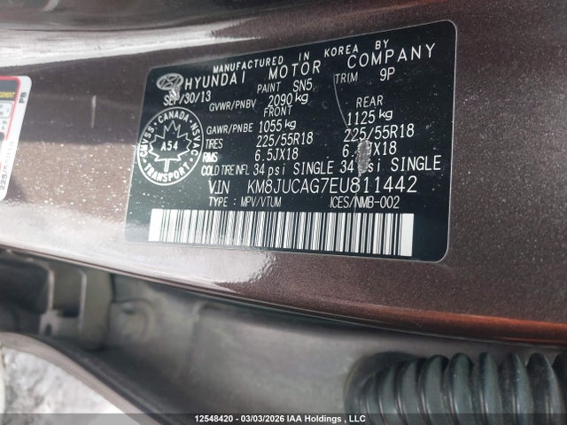 KM8JUCAG7EU811442 Hyundai Tucson Gls/limited/se