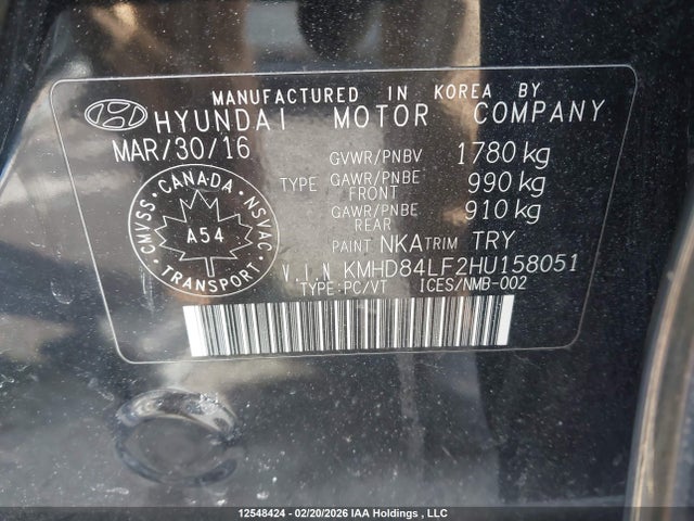 KMHD84LF2HU158051 Hyundai Elantra