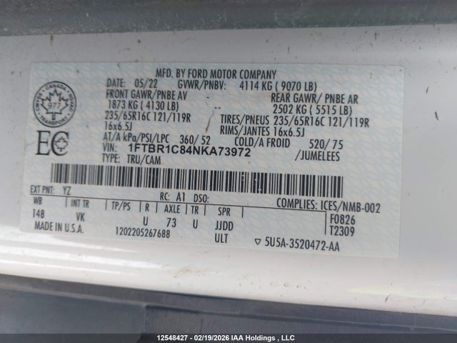 1FTBR1C84NKA73972 Ford Transit T-250