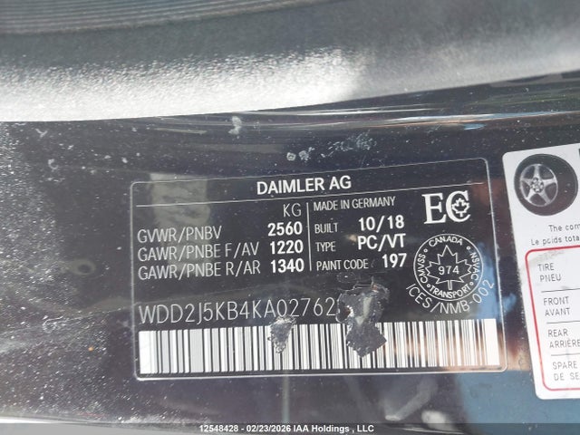 WDD2J5KB4KA027626 Mercedes-Benz Cls 450 4matic
