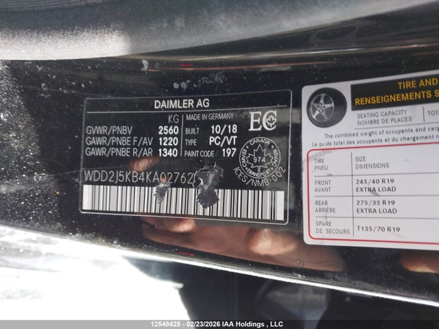 WDD2J5KB4KA027626 Mercedes-Benz Cls 450 4matic